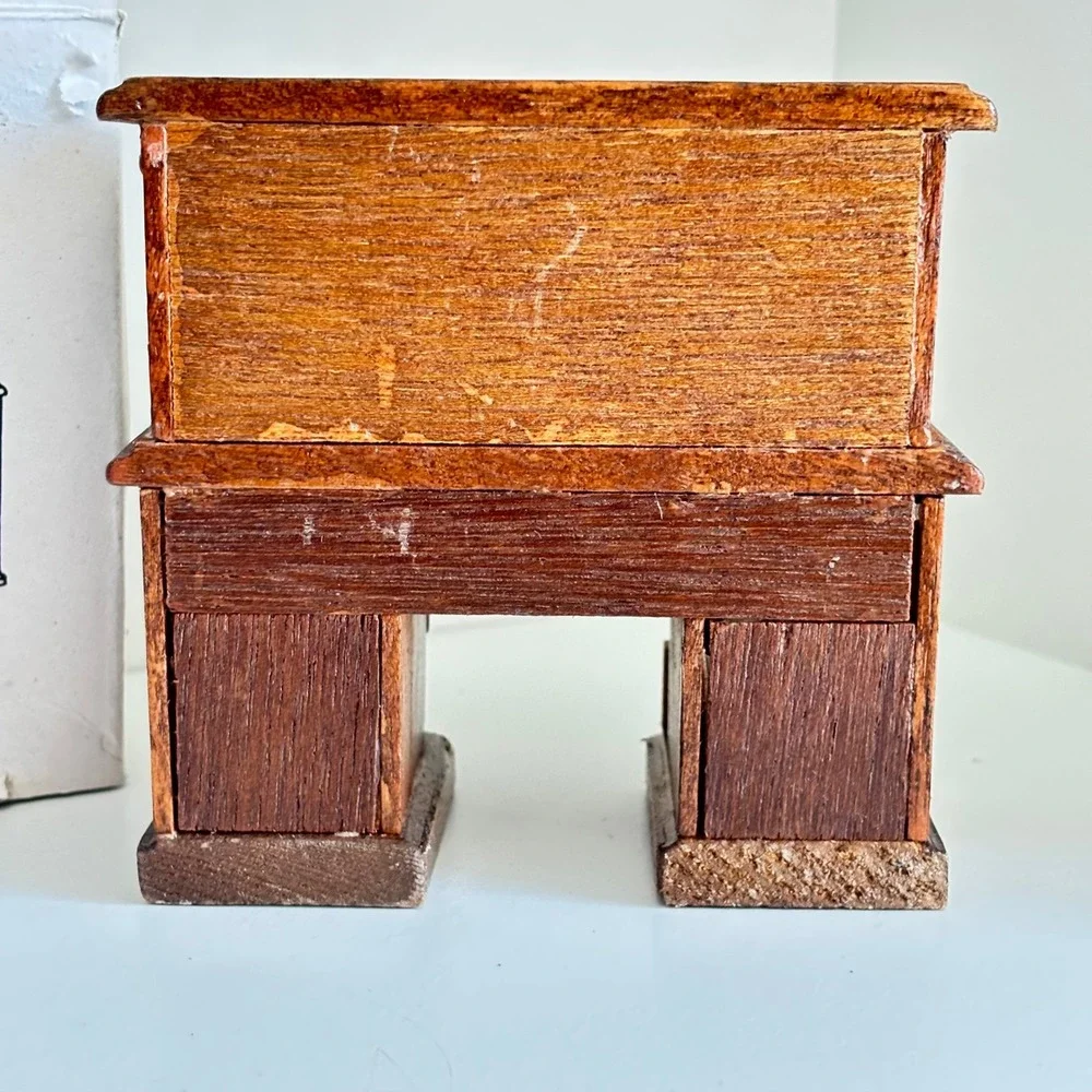 Vintage Colonial Miniature Roll Top Desk Taiwan Dollhouse‎ Furniture Wood